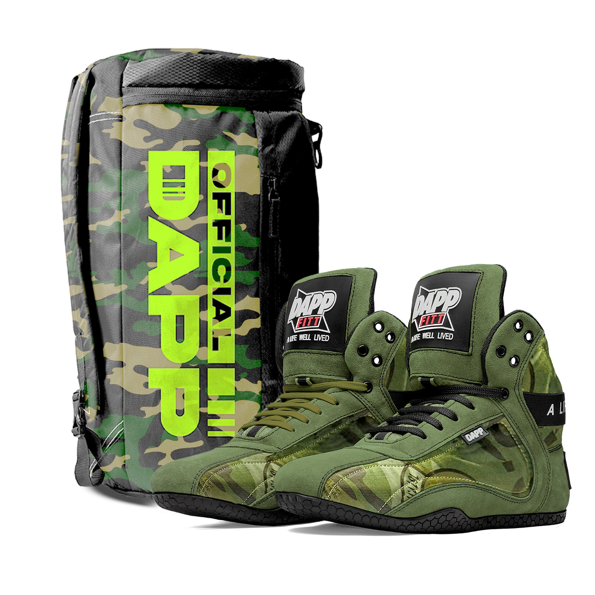 DAPP ActiveKit Weightlifting Camo Shoes and Athletic Duffle Bag Camo