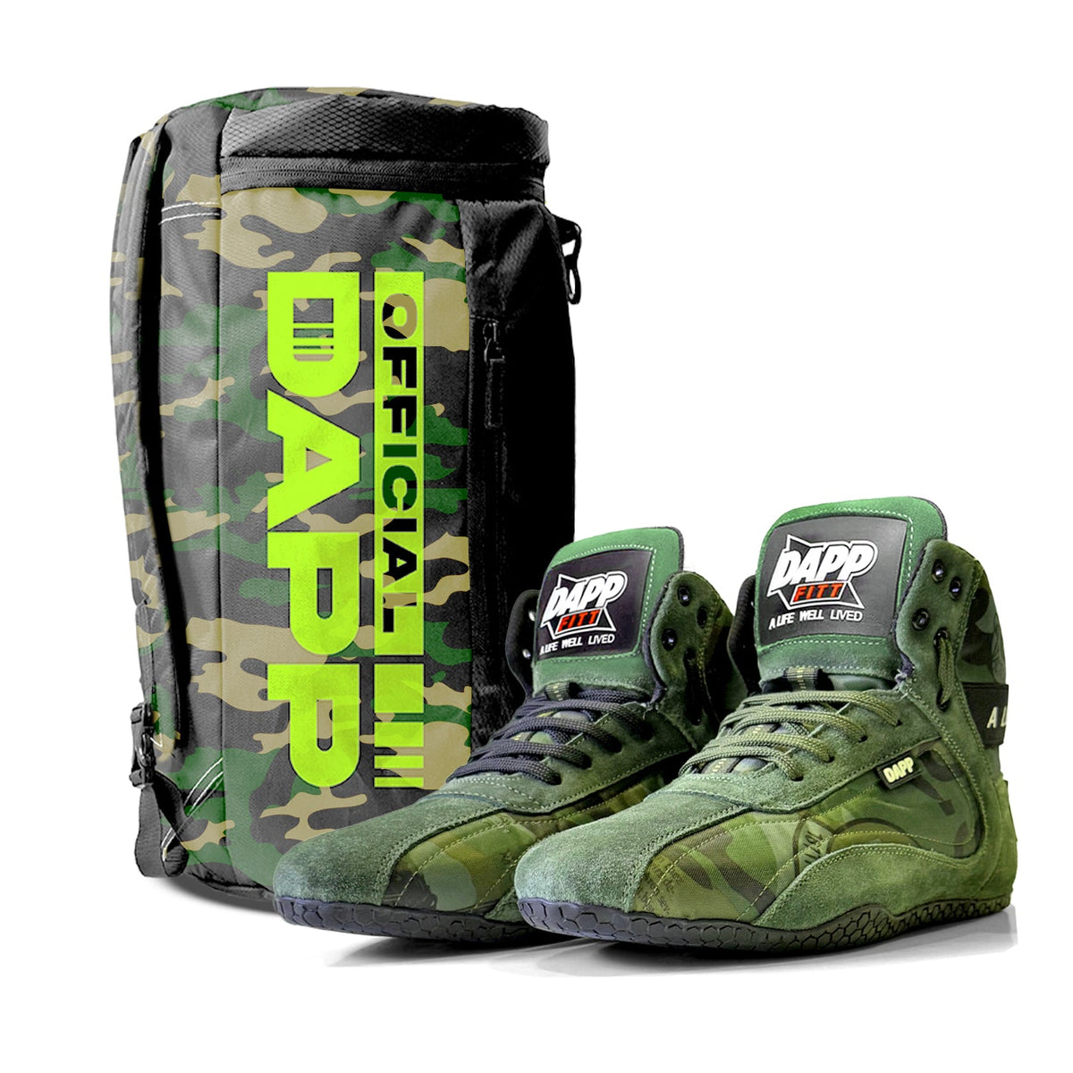 DAPP ActiveKit Weightlifting Camo Shoes and Athletic Duffle Bag Camo