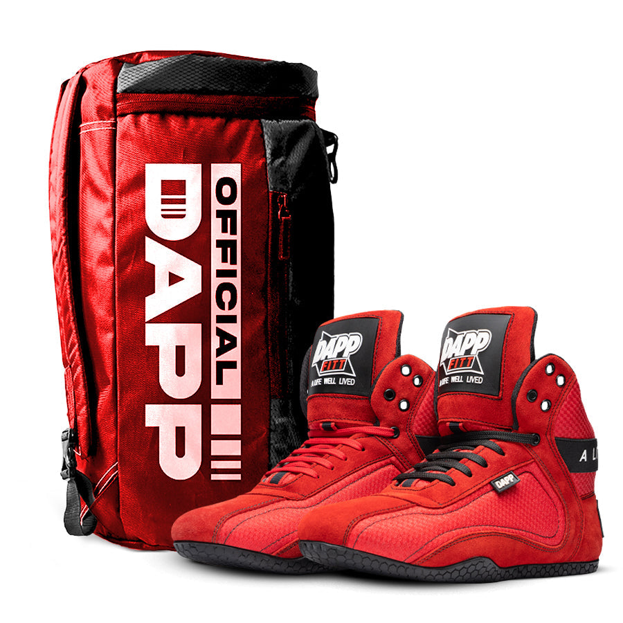 DAPP ActiveKit Weightlifting Red Shoes and Athletic Duffle Bag Red