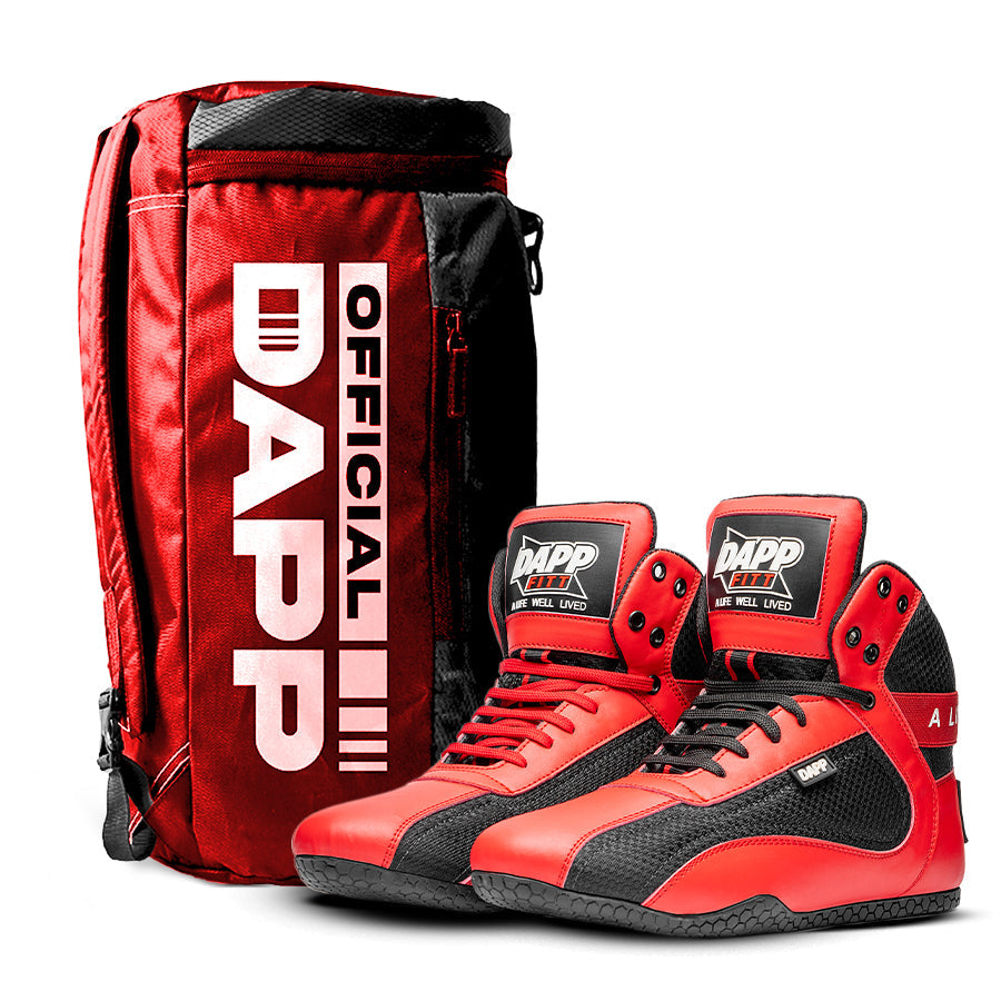 DAPP ActiveKit Weightlifting RedBlack Shoes and Athletic Duffle Bag Red